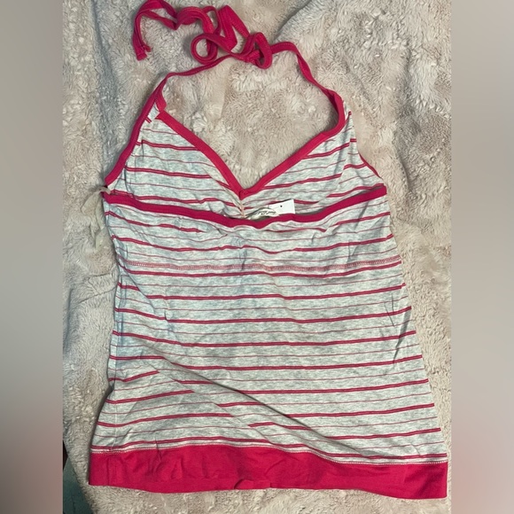 NWT Derek Heart Stripe Halter Top Sz 3X Pink and Gray - Picture 4 of 7